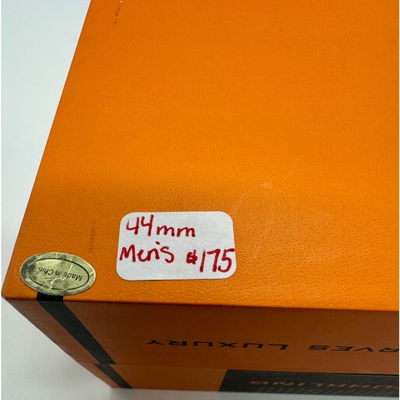 Stuhrling Original 984 05 Aviator Quartz Black Orange Silicone Strap Mens Watch - Picture 4 of 10